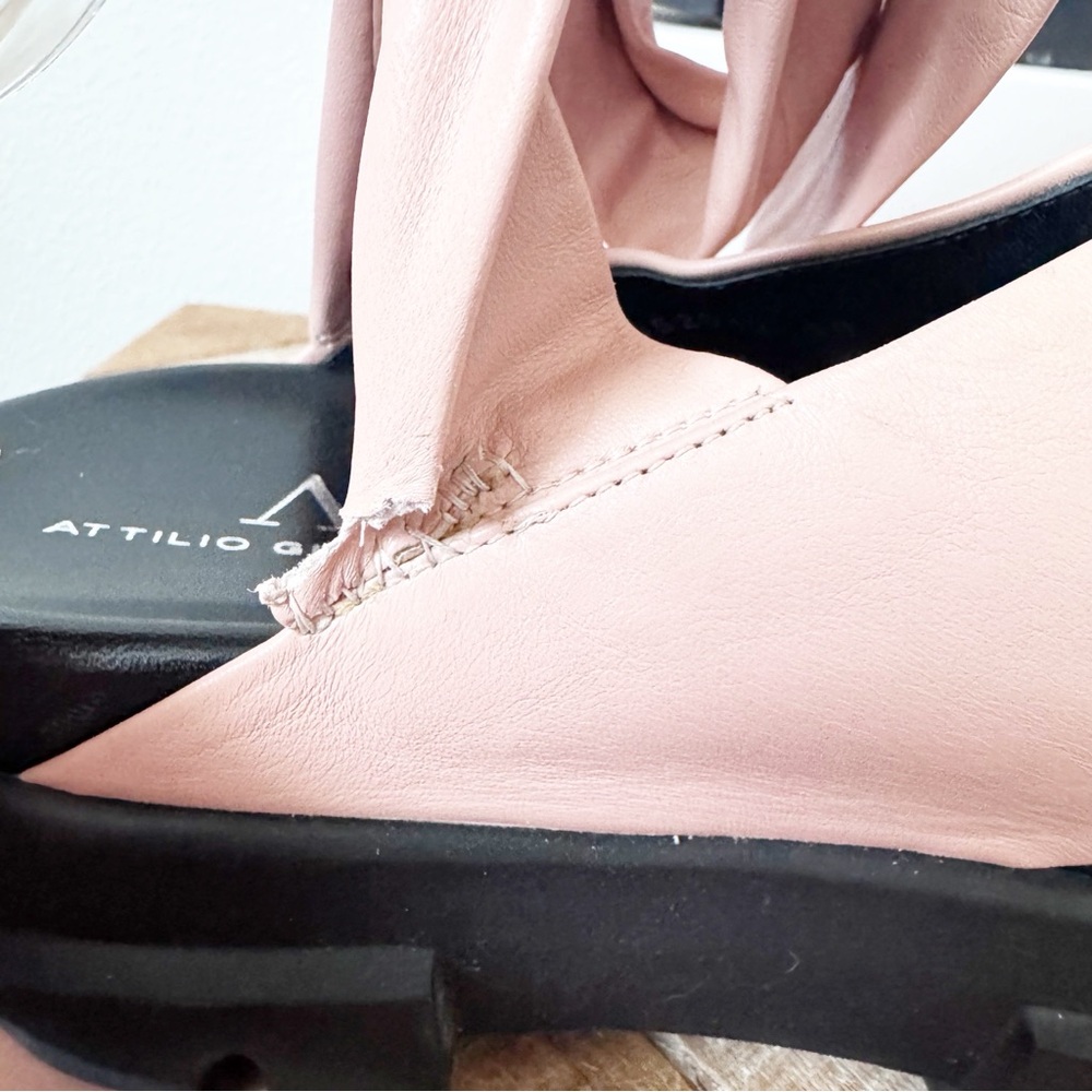 AGL Pink Leather Ankle Wrap Platform Sandals w/flaw - Picture 3 of 13